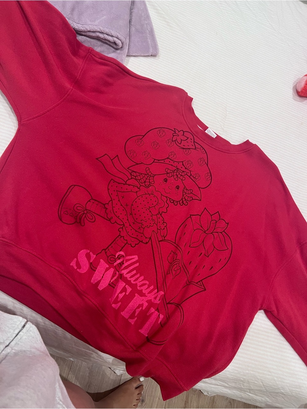 Women’s Pink Strawberry Graphic Sweatshirt - Always Sweet